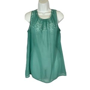 Loft Embroidered Sheer Tank‎ Top Size Medium